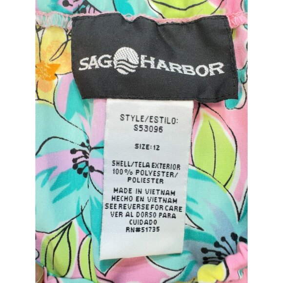 Sag Harbor Womens Midi Mermaid Skirt Sze 12 Pink Pastel Floral Pull On Boho Chic - Picture 2 of 12
